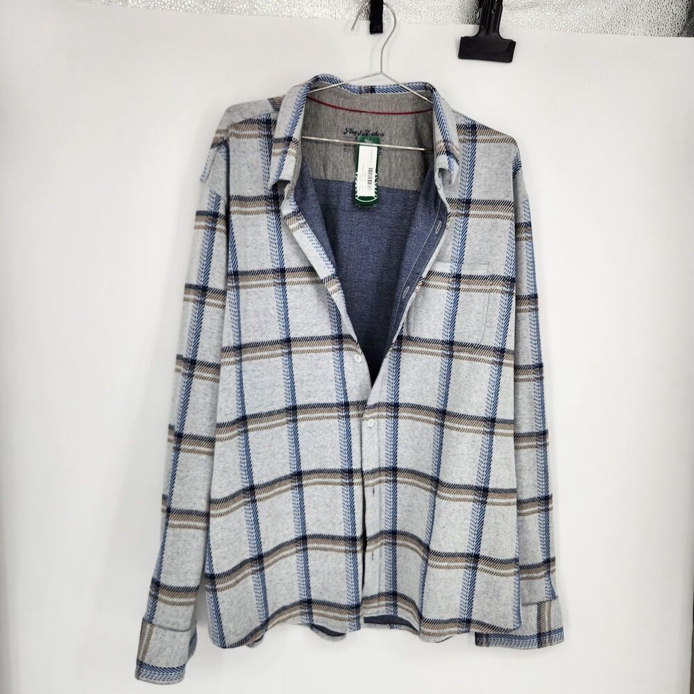 Flag & Anthem Men's Light Grey XXL Hero Knit Flannel Shirt NWT